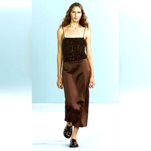 Zara SATIN EFFECT SKIRT ZW COLLECTION